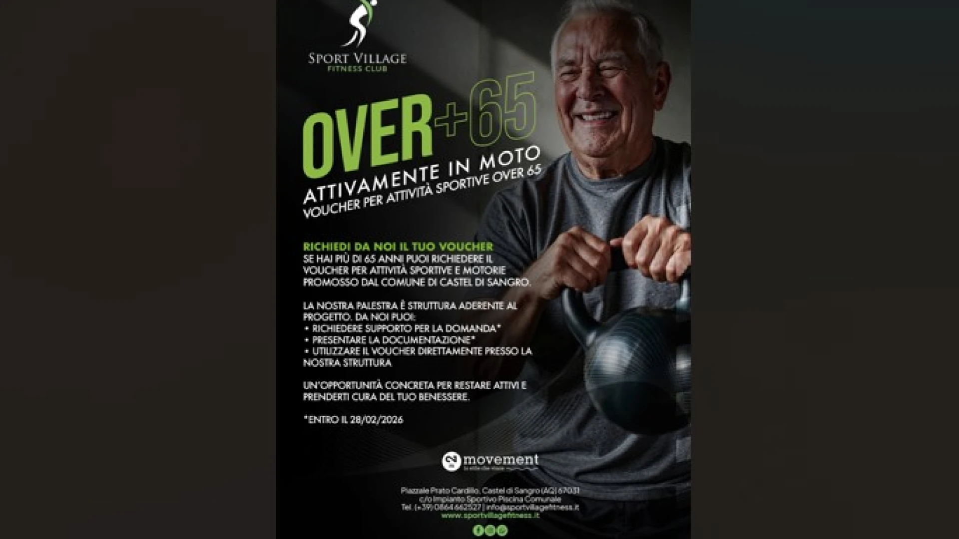 Terza età e movimento: a Castel Di Sangro lo “Sport Village Fitness Club” in campo con l’iniziativa Over+65.